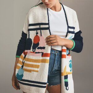 ANTHROPOLOGIE MAEVE Nautical Buoy Cardigan Sweater - SIZE 1X